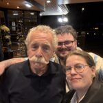 Sophie, Joe and Charlie outside Hilton Hotel on our Christmas Party